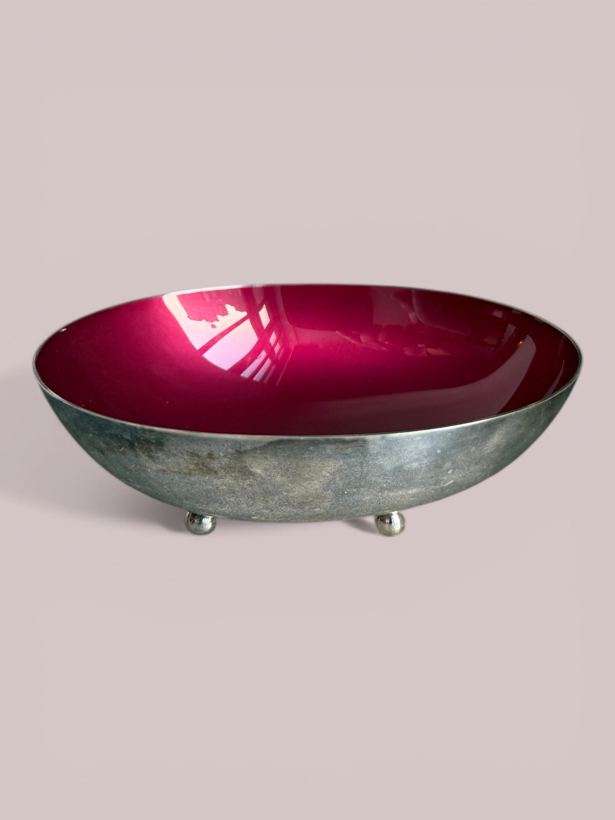 Reed & Barton Enameled Silverplate Footed Bowl, Model 143, c. 1950s–60s