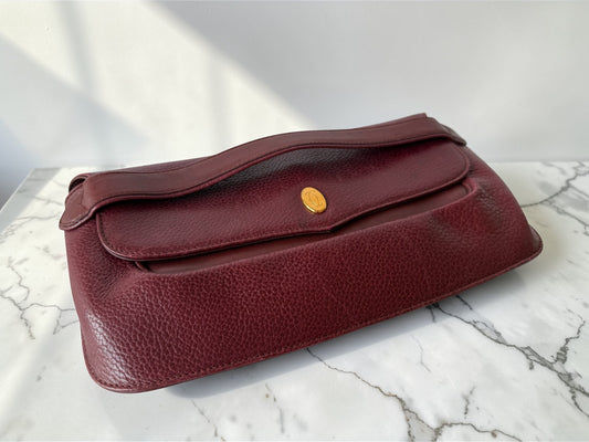 Vintage Cartier Clutch — Burgundy Pebbled Leather, 1980s