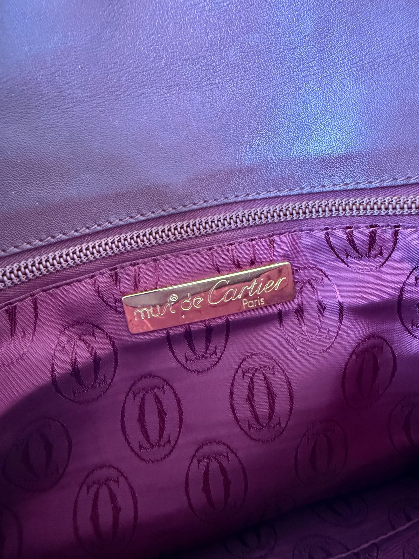 Vintage Cartier Clutch — Burgundy Pebbled Leather, 1980s