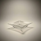 Atlas & Arden Art Deco clear pressed glass star dish with ribbed sides and hobnail center. Vintage 1930s-1940s.