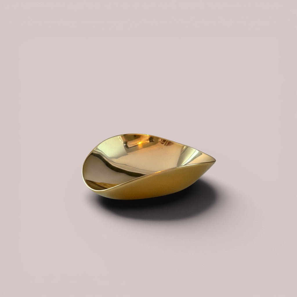 Atlas & Arden polished brass biomorphic dish, organic asymmetrical form, mid-century style catch-all.