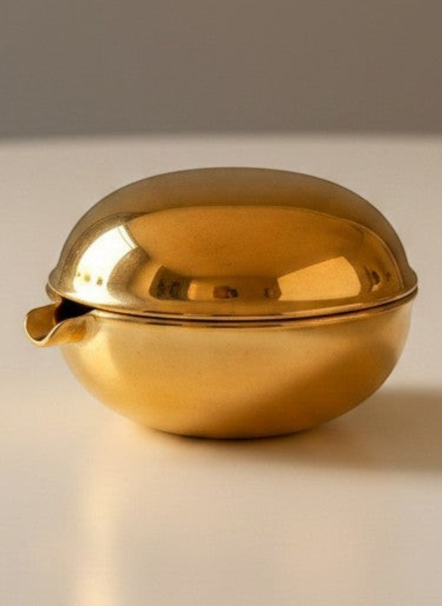 Atlas & Arden gold lustre porcelain ashtray, hand-painted by Augarten Wien. Small, round, and fully gilded.