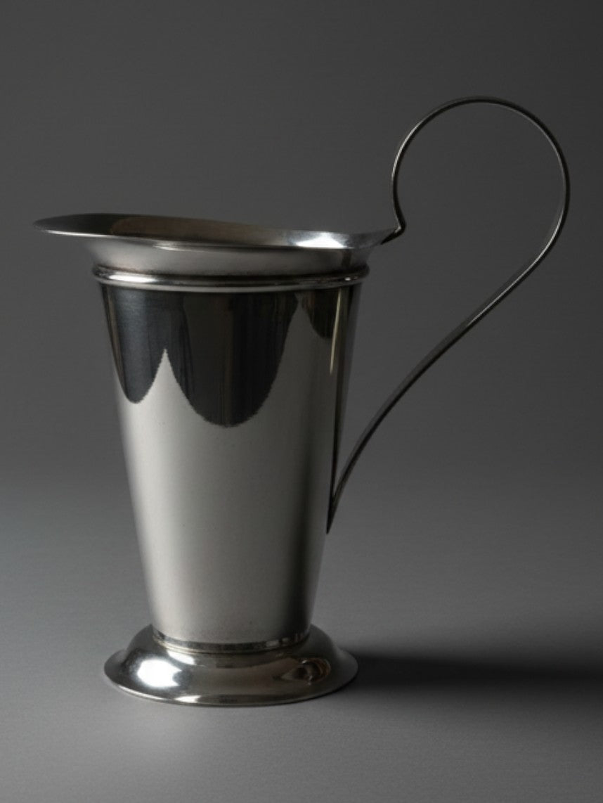 Atlas & Arden silverplate pitcher by Robert A.M. Stern for Swid Powell, featuring a Doric column design.